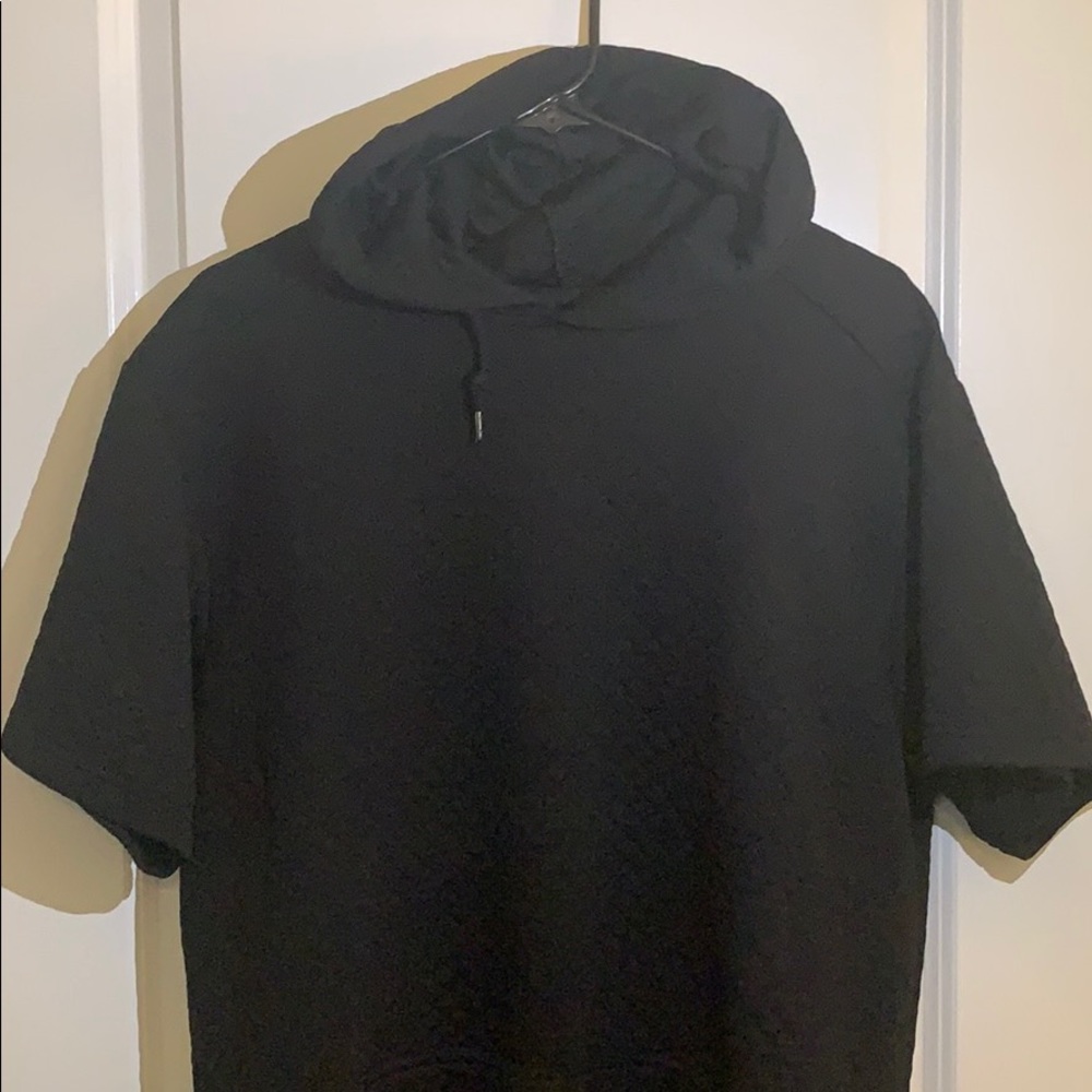 Black short sleeve hoodie